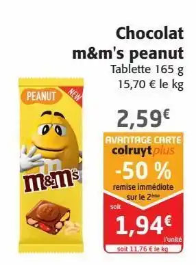 Colruyt Chocolat m&m's peanut offre
