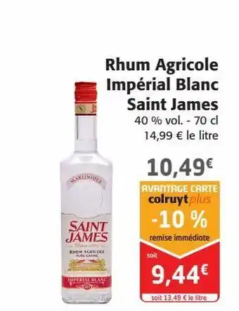 Colruyt Rhum agricole impérial blanc saint james offre