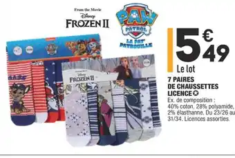 ALDI 7 Paires de Chaussettes Licence offre