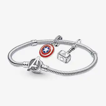 Bracelet composé marvel avengers bouclier de captain america et marteau de thor