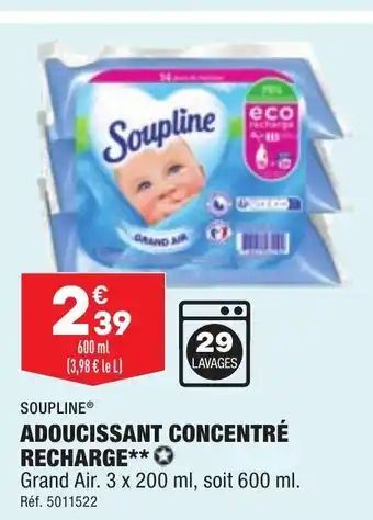 ALDI Adoucissant concentré recharge SOUPLINE offre