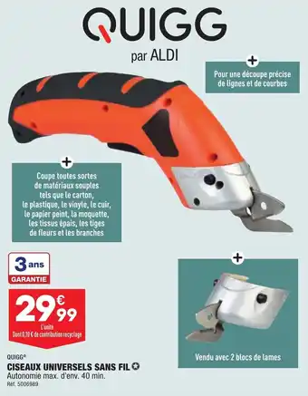ALDI Ciseaux universels sans fil QUIGG offre