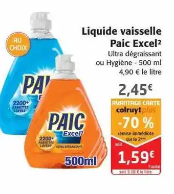 Colruyt Liquide vaisselle paic excel offre