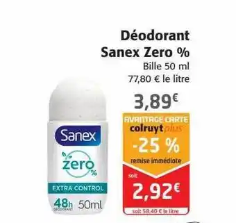 Colruyt Déodorant sanex zéro offre