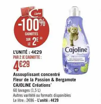 Assouplissant concentré fleur de la passion & bergamote cajoline créations