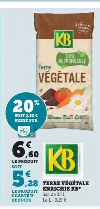 Hyper U Terre végétale enrichie kb offre