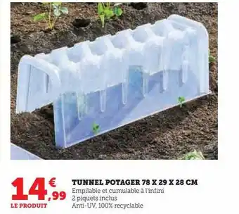 Hyper U Tunnel potager 78 x 29 x 28 cm offre