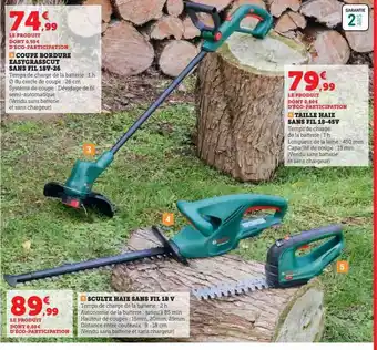 Hyper U Coupe bordure easygrasscut sans fil 18v-26, sculte haie sans fil 28 v, taille haie sans fil 18-45v offre