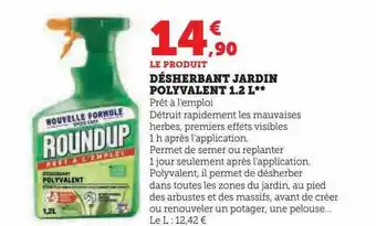 Hyper U Désherbant jardin polyvalent 1.2 l roundup offre