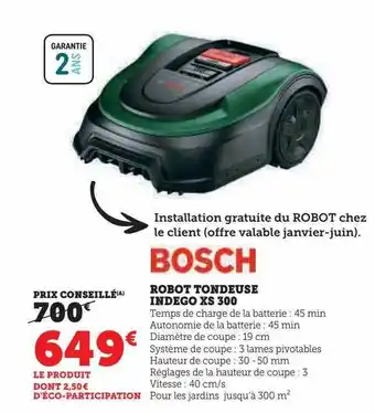 Hyper U Robot tondeuse indego xs 300 offre