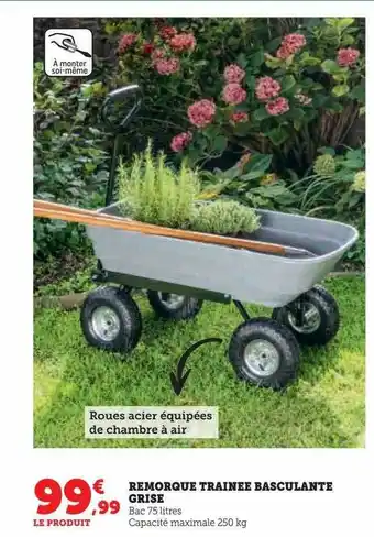 Remorque traînée basculante grise