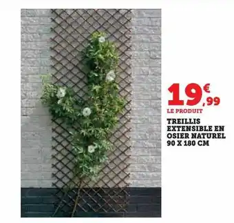 Hyper U Treillis extensible en osier naturel 90 x 180 cm offre