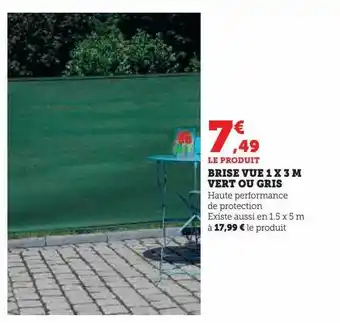Hyper U Brise vue 1 x 3 m vert ou gris offre