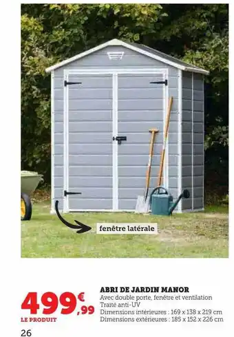 Hyper U Abri de jardin manor offre