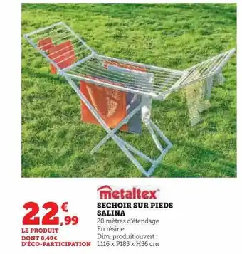 Hyper U Séchoir sur pieds salina metaltex offre