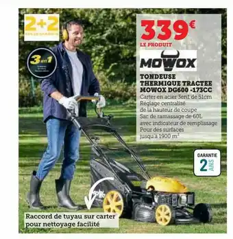 Hyper U Tondeuse thermique tractée mowox dg600-173cc offre