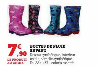 Hyper U Bottes de pluie enfant offre
