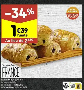 Leader Price Pain au chocolat x4 offre