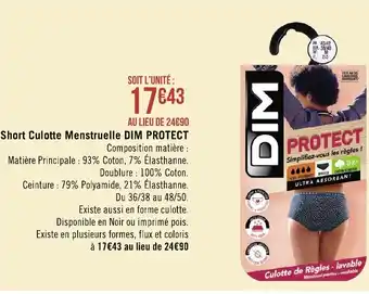 Géant Casino Short Culotte Menstruelle Dim Protect offre