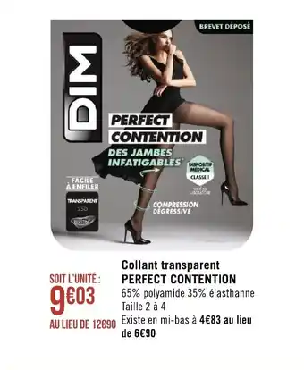 Géant Casino Collant Transparent Perfect Contention offre
