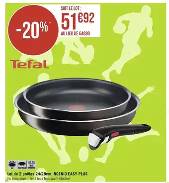 Géant Casino Lot De Poêles 24/28cm Ingenio Easy Plus offre