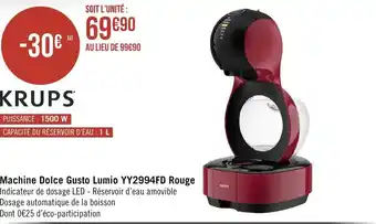 Géant Casino Machine Dolce gusto Lumio YY299FD Rouge offre