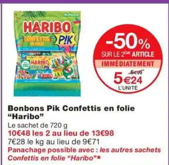 Monoprix Bonbons Pik Confettis En Folie "Haribo" offre