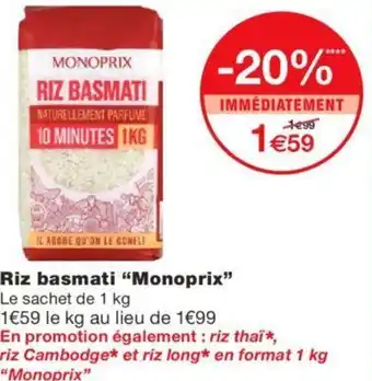 Monoprix riz Basmati "Monoprix" offre