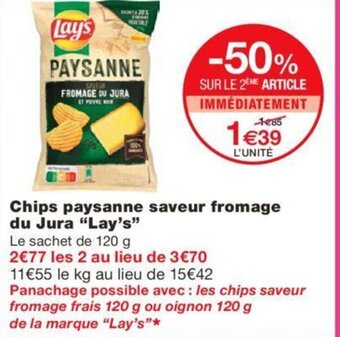 Monoprix Chips Paysanne Saveur Fromage Du Jura "Lay's" offre