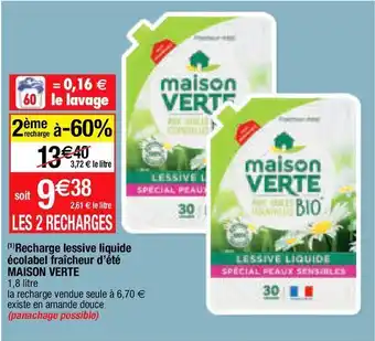 Migros Lessive liquide maison verte offre