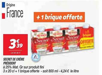 Netto Secret de crème président offre
