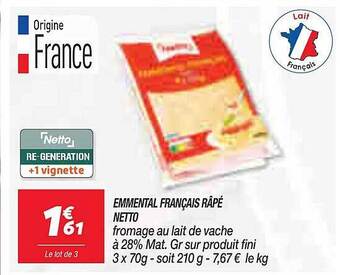 Netto Emmental français râpé netto offre