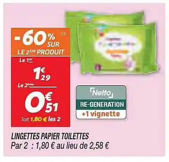 Netto Lingettes papier toilettes offre
