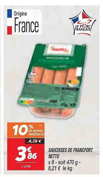 Netto Saucisses de francfort netto offre