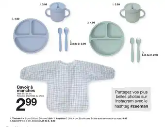 Zeeman Bavoir à manches, timbale, assiette, couvert offre
