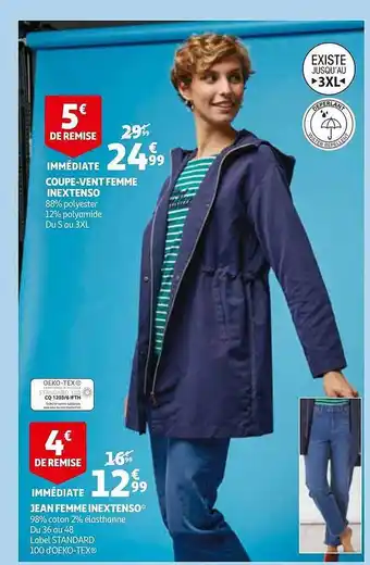 Auchan Coupe-vent femme inextenso , jean femme inextenso offre