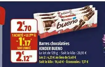 Coccimarket Barres chocolatées kinder bueno offre