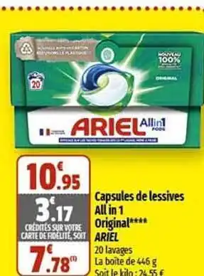 Capsules de lessives all in 1 original ariel