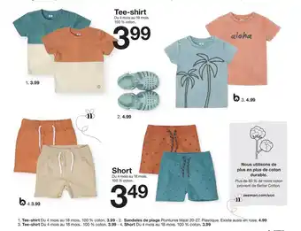Zeeman Tee-shirt, sandales de plage, short offre