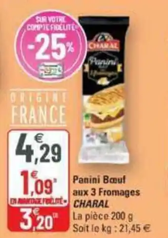Panini bœuf aux 3 fromages CHARAL