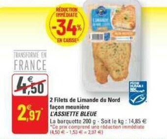 G20 2 filets de limande du nord façon meunière L'ASSIETTE BLEUE offre