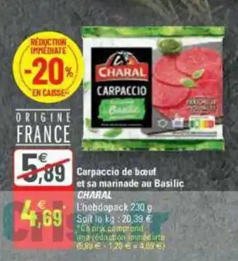 G20 Carpaccio de bœuf et sa marinade au basilic CHARAL offre