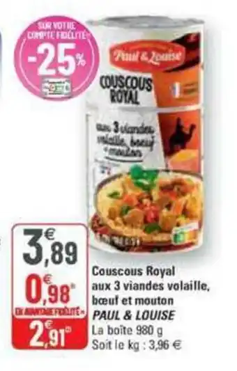 G20 Couscous royal aux 3 viandes volaille offre