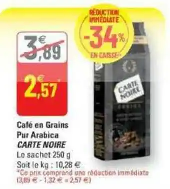 G20 Café en grains pur arabica CARTE NOIRE offre