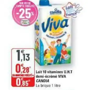 G20 Lait 10 vitamines U.H.T. demi-écrémé VIVA CANDIA offre