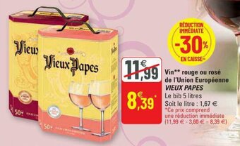 G20 Vin rouge ou rosé de l'union européenne VIEUX PAPES offre