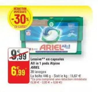 G20 Lessive en capsules all in 1 pods alpine ARIEL offre