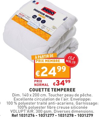Trafic Couette temperee offre