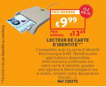 Lecteur de carte d'identite