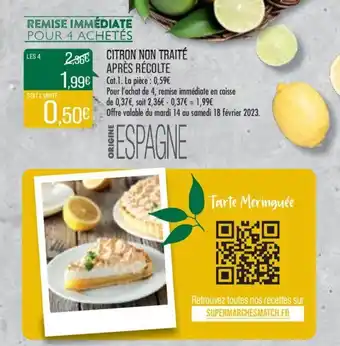Match Citron non traité après récolte offre